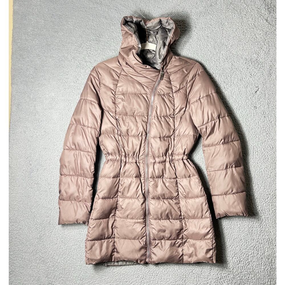 Kenneth Cole Reaction Coat Womens XS Dusty Mauve Hooded‎ Puffer Jacket Coat READ